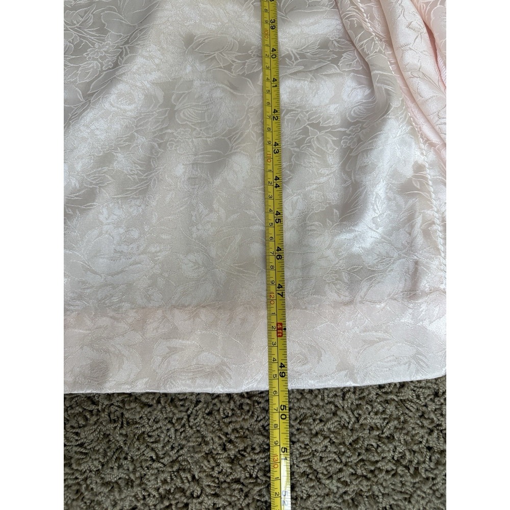 Vintage Christian Dior Pink Floral Satin Jacquard Robe Lace Shawl Collar Tie S - Picture 8 of 8